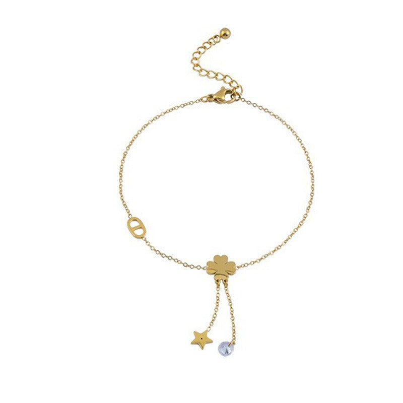 Ankelsmykke Dame 18K gullbelagt - Dusk Stjerne Firkløver Design