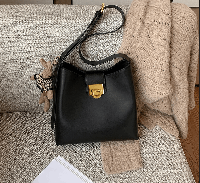 Bucket Bag Dame Stor Kapasitet Black