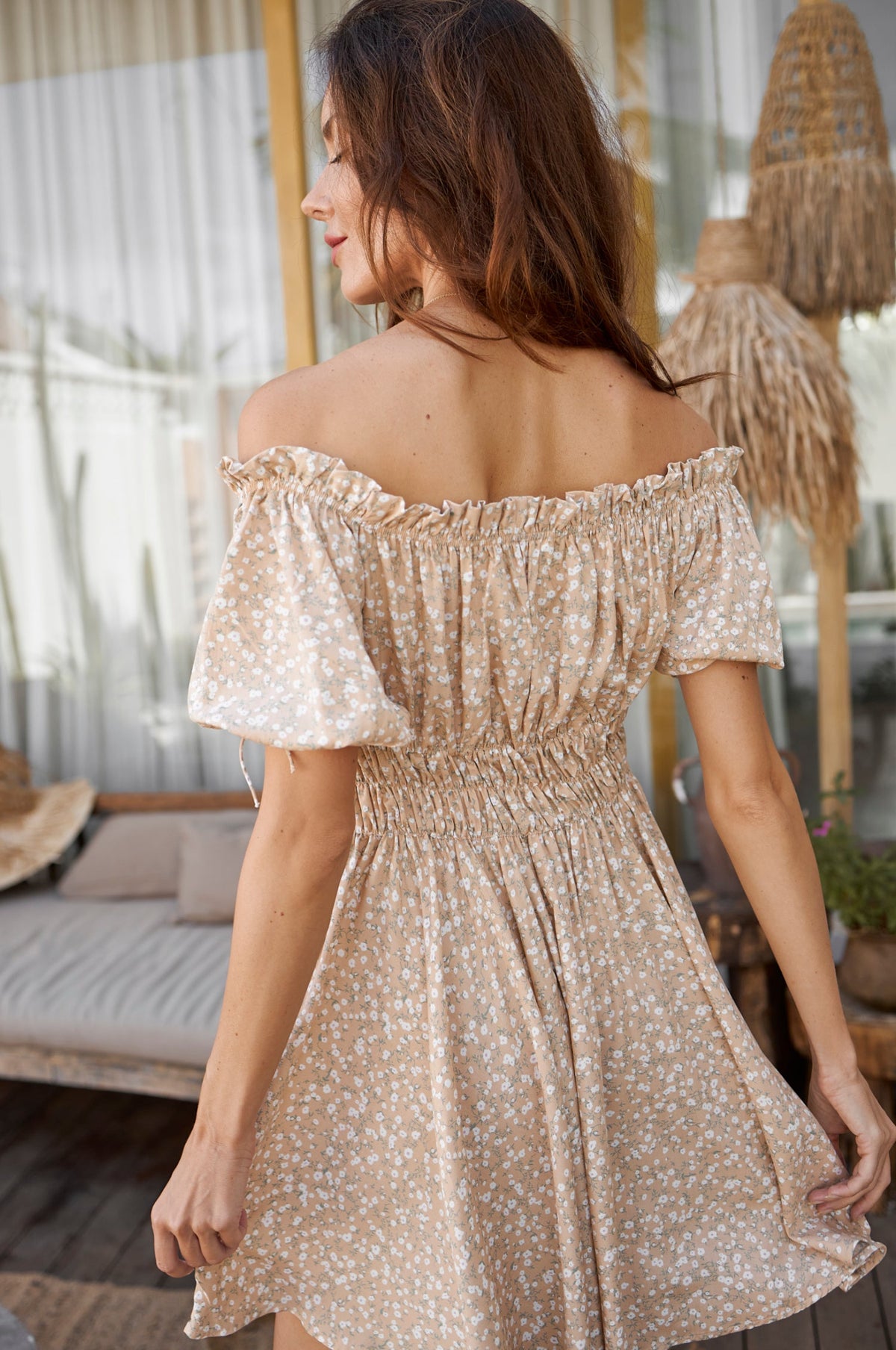 Butterfly Bliss Off Shoulder Mini Kjole (Sale) - Trendyglobal 