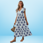 Ethnic Inspired Long Dress for Women – V-Neck, Loose and Light