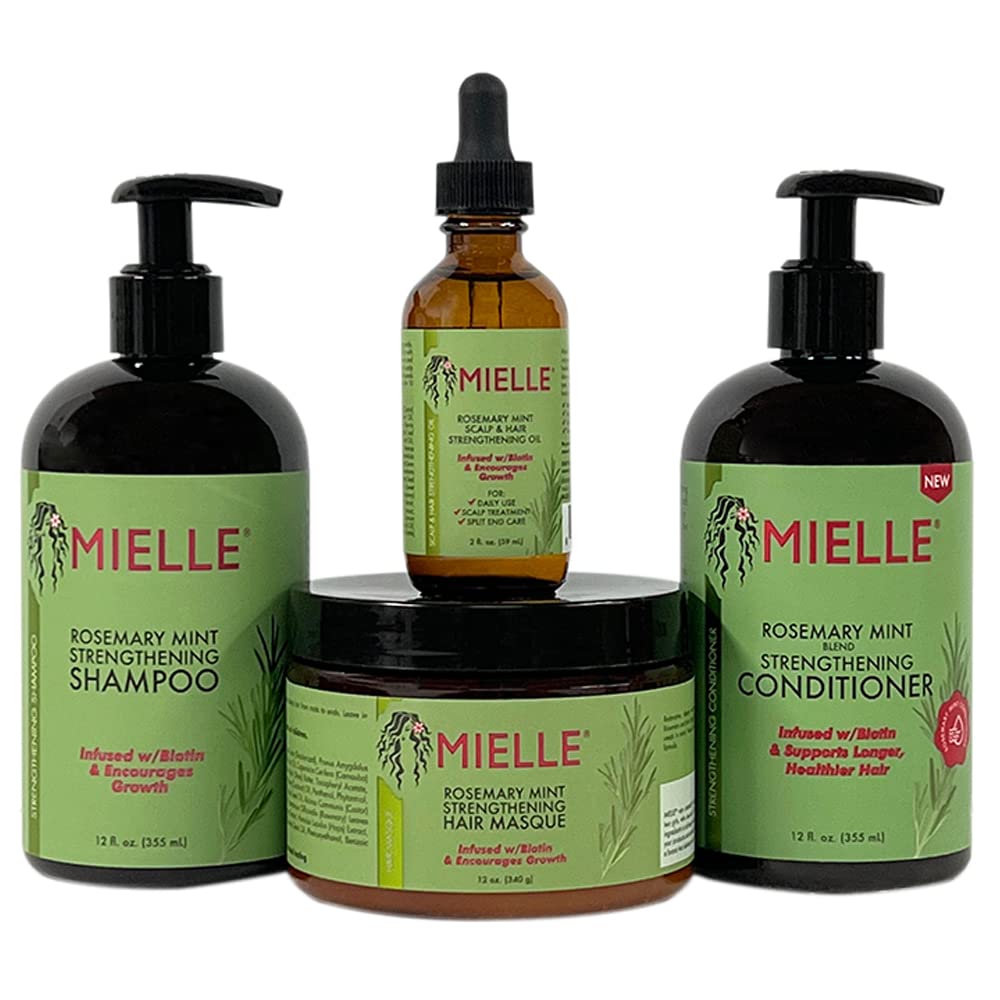 Mielle Rosemary Oil, Hårpleiesett: olje, Hårmaske, Sjampo og Balsam