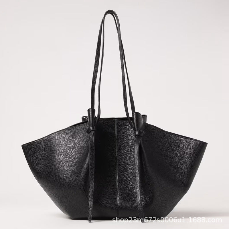 Vintage Tote Bag - Stor Skulderveske i Imitert Semsket Skinn Black PU ready for delivery in seconds