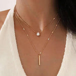 Elegant Flerlags Halskjede i Gull - Minimalistisk Smykke for Kvinner 5783701 (water drop zircon double layer necklace gold)