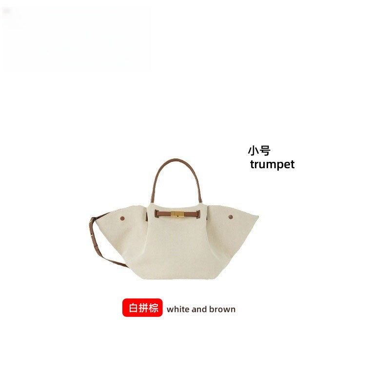 Premium Tote Bag - Stor Håndveske i Skinn med Stor Kapasitet White and brown (small size)