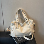 Retro Tote Bag Dame | Europeisk Stil Skulder- og Crossbody-veske Off white