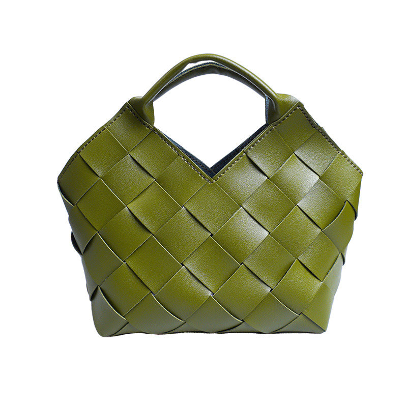 New Style Mesh Pattern Style Women's Bag DIY Material Bag Advanced Sense Shoulder Pleated PU Handmade Woven Bag Handbag