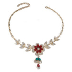 Luksus Smykkesett - Dråpeformet Blomster Halskjede og Øredobber