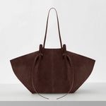 Vintage Tote Bag - Stor Skulderveske i Imitert Semsket Skinn Coffee color ready for delivery in seconds