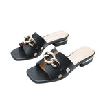 Flate Sandaler med Metallspenne for Dame