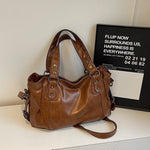 Retro Tote Bag Dame | Europeisk Stil Skulder- og Crossbody-veske Light brown