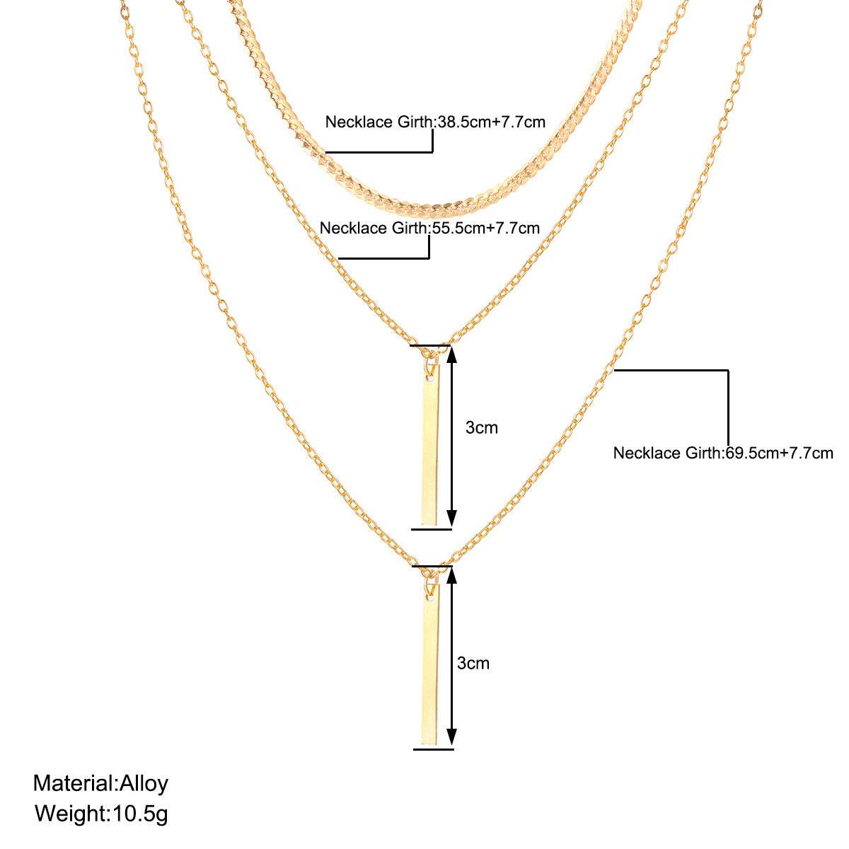 Elegant Flerlags Halskjede i Gull - Minimalistisk Smykke for Kvinner