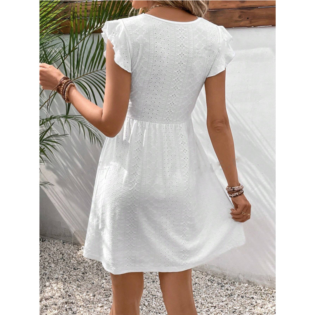 Blondekjole Hvit – Elegant Kjole med Broderi