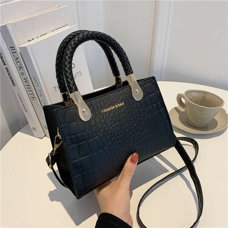 Trendy Fashion Texture Small Square Bag Female 2023 Korean Style Foreign Style New Stone Pattern Woven Handbag Messenger Bag - Trendyglobal 