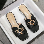 Flate Sandaler med Metallspenne for Dame
