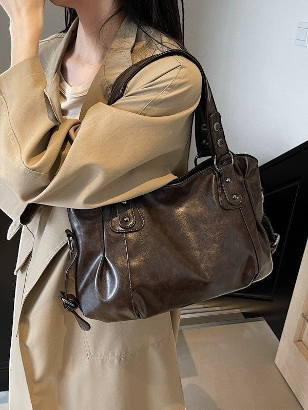 Retro Tote Bag Dame | Europeisk Stil Skulder- og Crossbody-veske