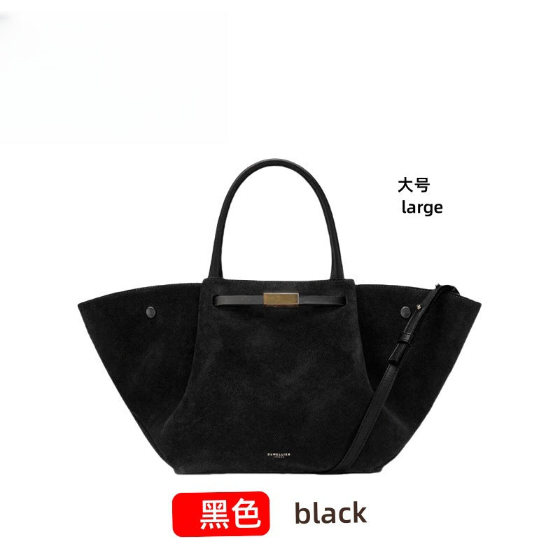 Premium Tote Bag - Stor Håndveske i Skinn med Stor Kapasitet Black (suede) large size