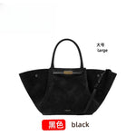 Premium Tote Bag - Stor Håndveske i Skinn med Stor Kapasitet Black (suede) large size