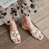 Flate Sandaler med Metallspenne for Dame
