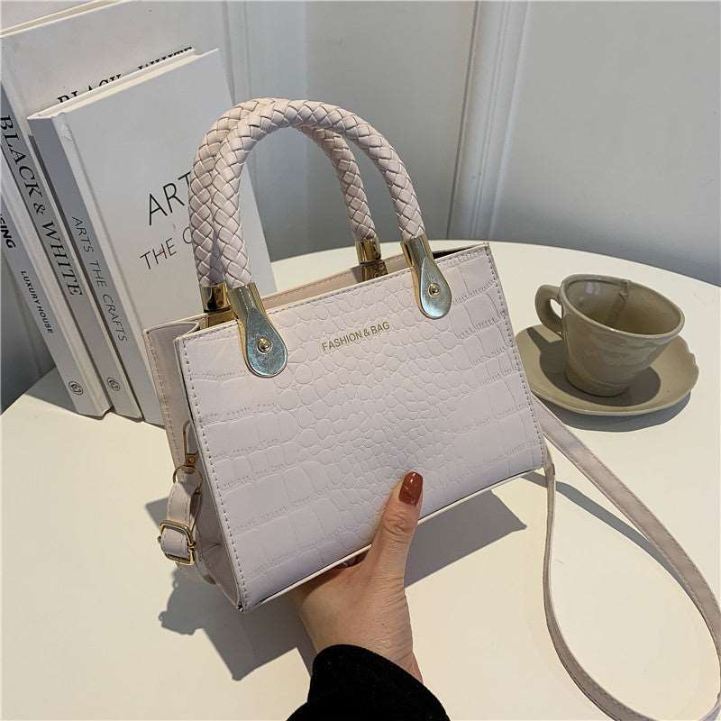 Trendy Fashion Texture Small Square Bag Female 2023 Korean Style Foreign Style New Stone Pattern Woven Handbag Messenger Bag - Trendyglobal 