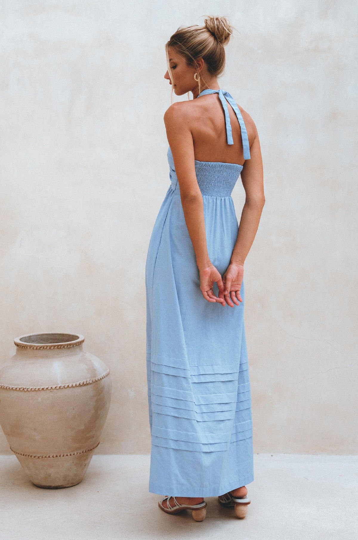 Penelope Halter Linen Maxi Kjole - Trendyglobal 