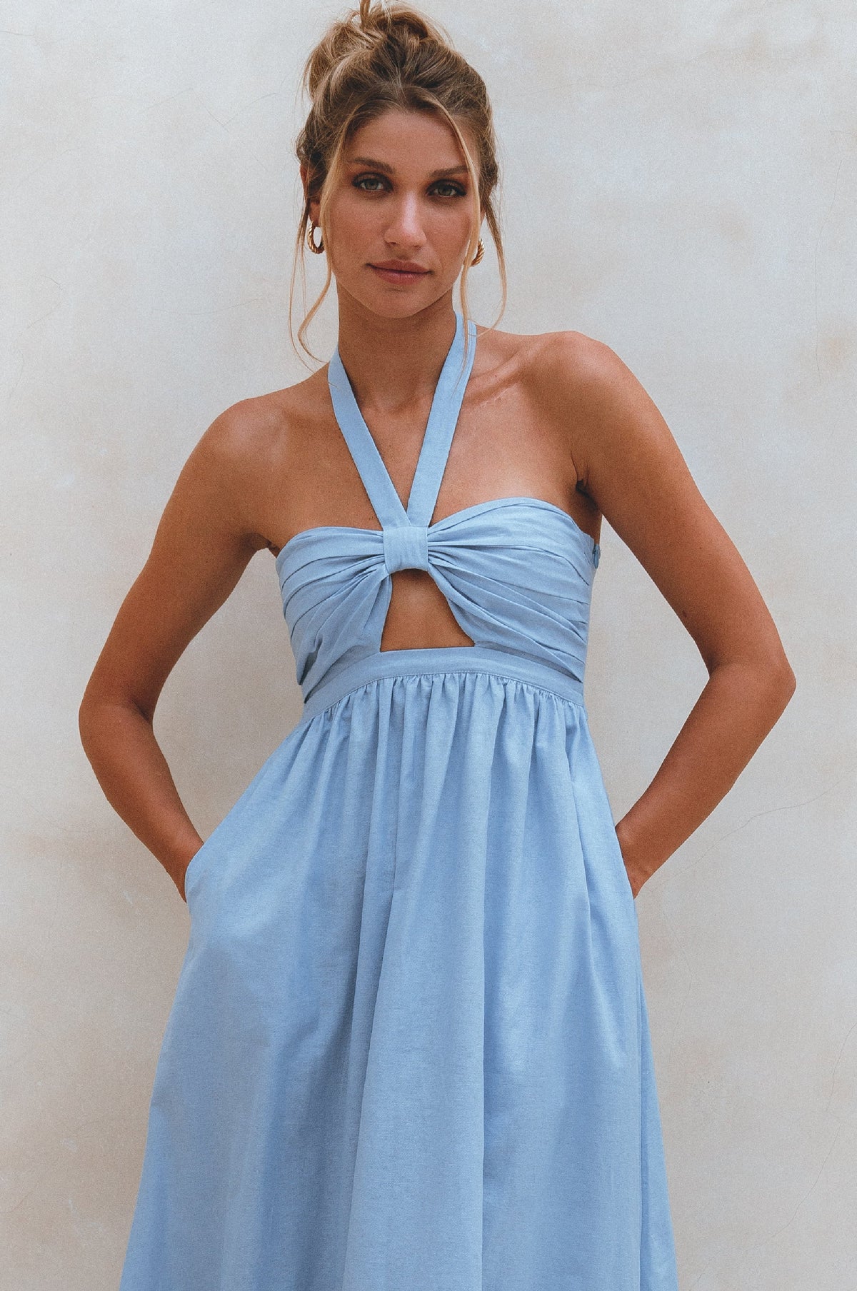 Penelope Halter Linen Maxi Kjole - Trendyglobal 