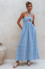 Penelope Halter Linen Maxi Kjole - Trendyglobal 