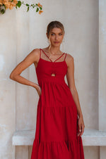 Rafaela Strappy Linen Midi Dress - Trendyglobal 