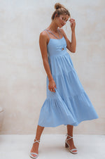 Rafaela Strappy Linen Midi Dress - Trendyglobal 