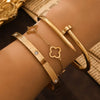 3-pack gullfarget armbånd dame – Firekløver & trendy design Gullfarget 3stk