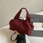 Crossbody-veske dame – Retro skulderveske med magnetlås | Bucket-design Burgundy