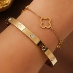 3-pack gullfarget armbånd dame – Firekløver & trendy design Gullfarget A 2stk