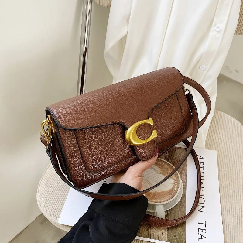 Crossbody Veske Dame | Liten Skulderveske med Dobbel Stropp Brun