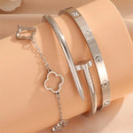 3-pack gullfarget armbånd dame – Firekløver & trendy design