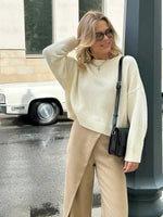 Strikket Genser Dame - Oversized Varm Pullover 2025 Beige