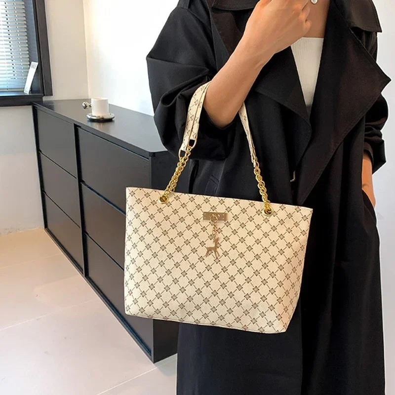 Stor Håndveske Dame - PU Lær Skulderveske med Tilbehør