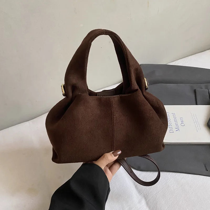 Crossbody-veske dame – Retro skulderveske med magnetlås | Bucket-design Coffee