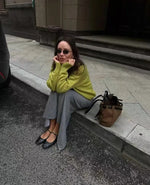 Strikket Genser Dame - Oversized Varm Pullover 2025 Green