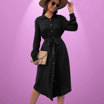Skjortekjole for Kvinner med Krage og Lange Ermer – Stilren Look