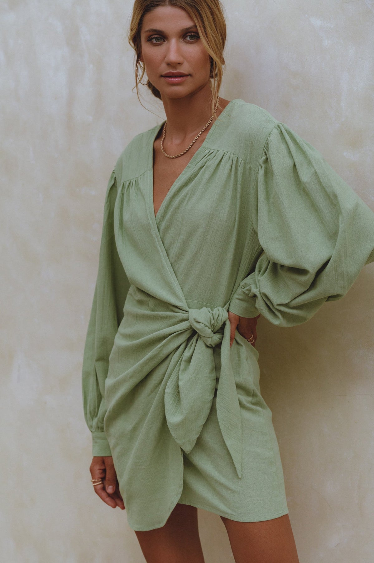 Ti Amo Linen Wrap Dress - Trendyglobal 