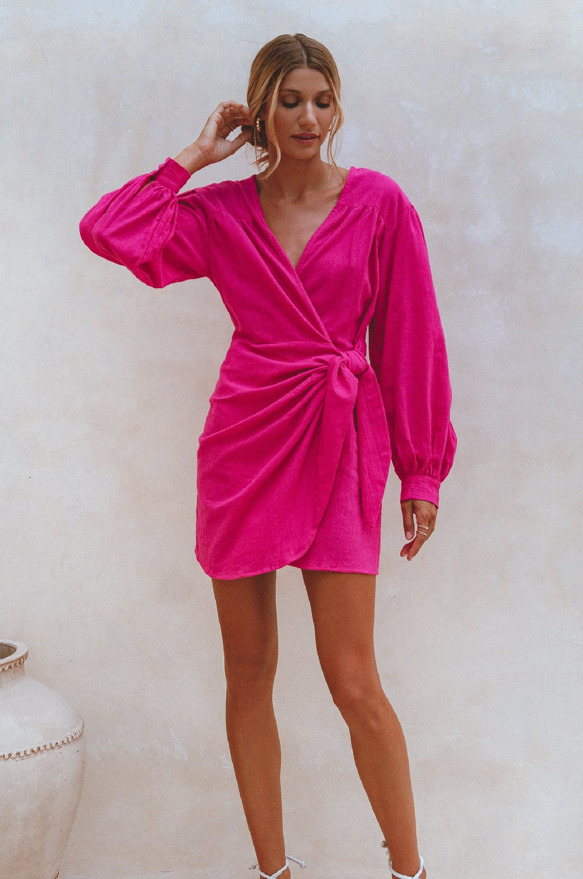 Ti Amo Linen Wrap Dress - Trendyglobal 