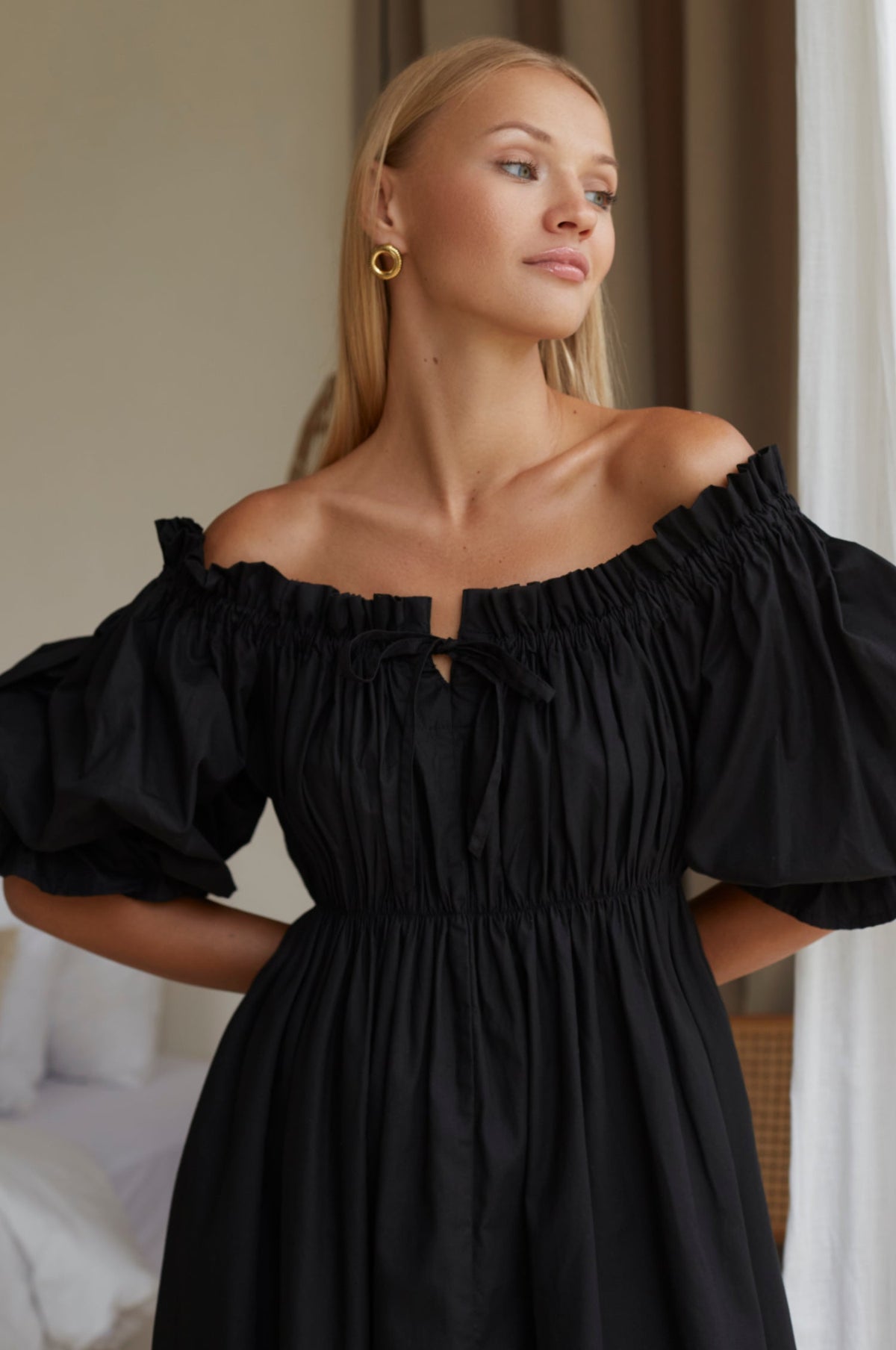 Vacay Off Shoulder Cotton Mini Dress - Trendyglobal 