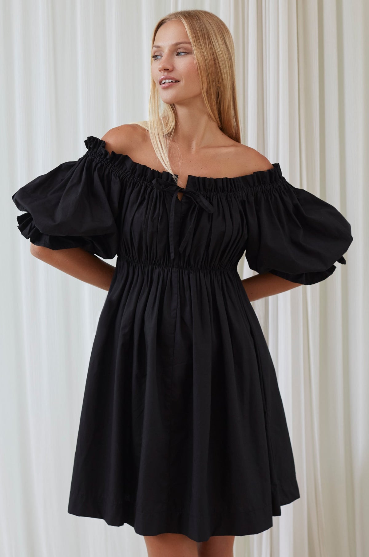 Vacay Off Shoulder Cotton Mini Dress - Trendyglobal 