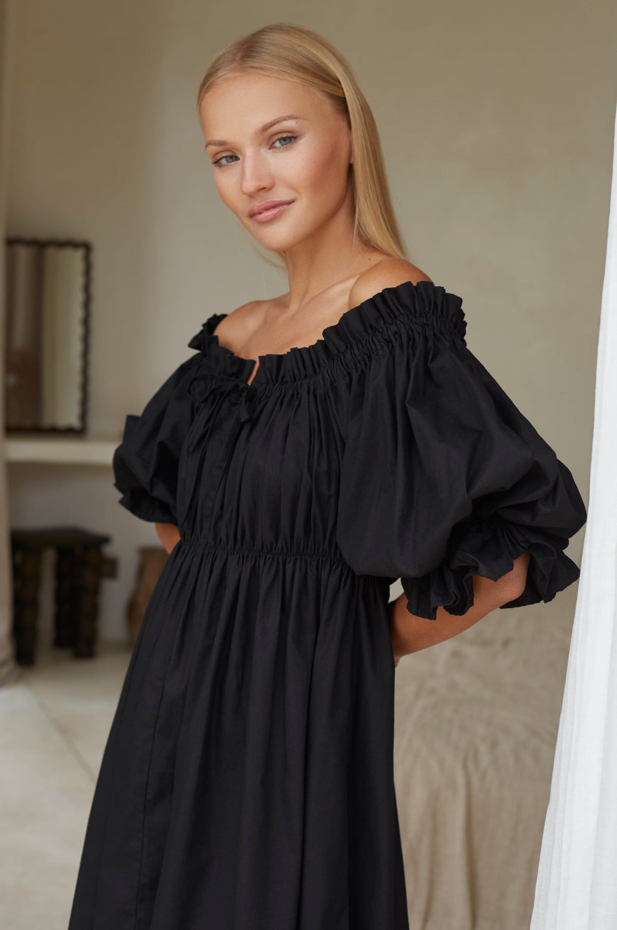 Vacay Off Shoulder Cotton Mini Dress - Trendyglobal 