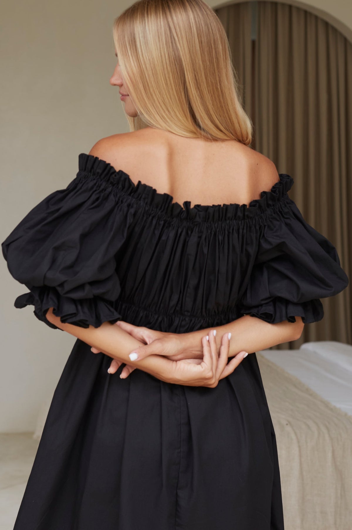 Vacay Off Shoulder Cotton Mini Dress - Trendyglobal 