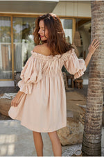 Vacay Off Shoulder Cotton Mini Dress - Trendyglobal 