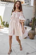 Vacay Off Shoulder Cotton Mini Dress - Trendyglobal 