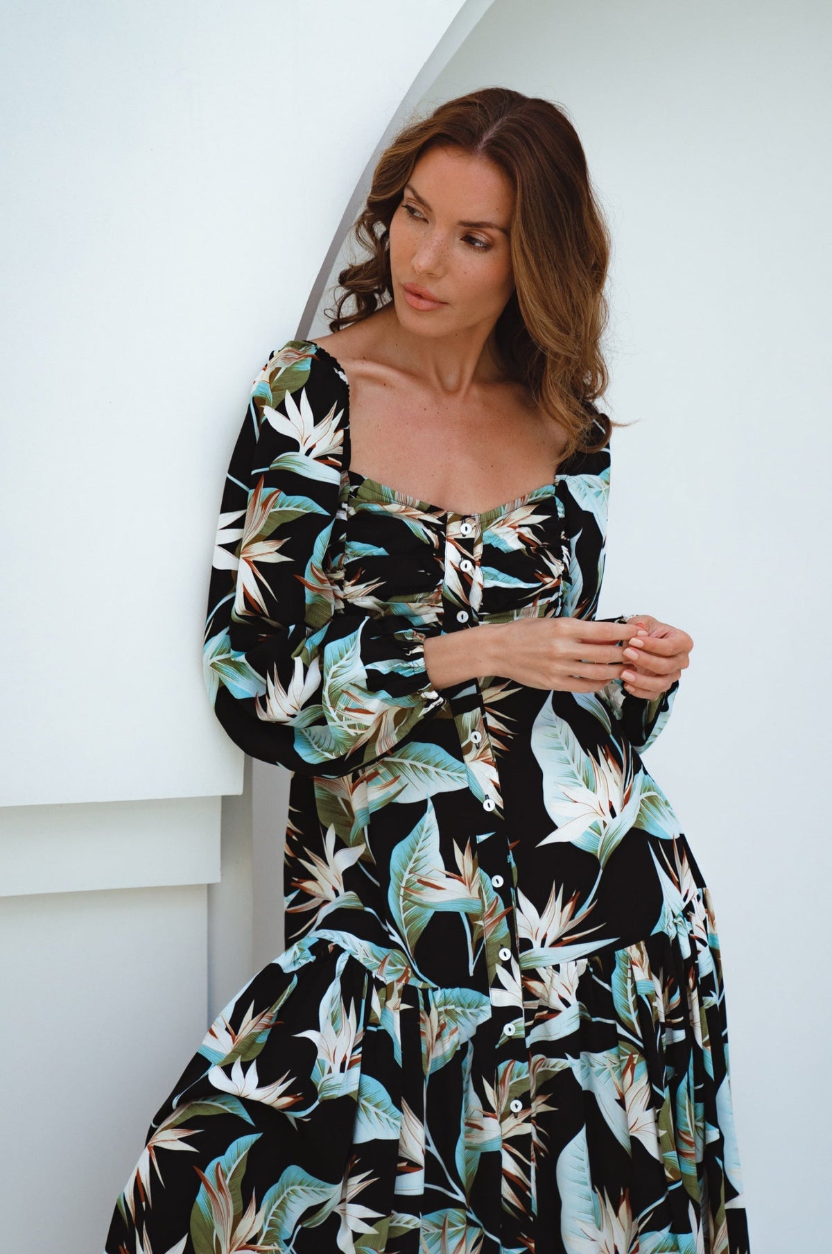 Verona Long Sleeve Midi Dress - Trendyglobal 