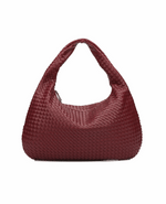 Vevd ensfarget skulderveske for damer