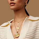 Smykkesett Dame 18K gullbelagt - Rund med Tekstur Design Halskjede Øredobber Ring