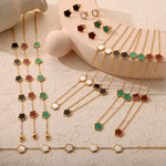 Smykkesett Dame 18K gullbelagt - Blomst Edelsten Øredobber Armbånd Halskjede